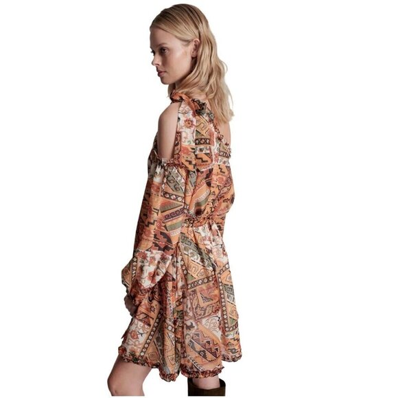 One Teaspoon Dress Orange Paisley One Shoulder Dress - Picture 11 of 15